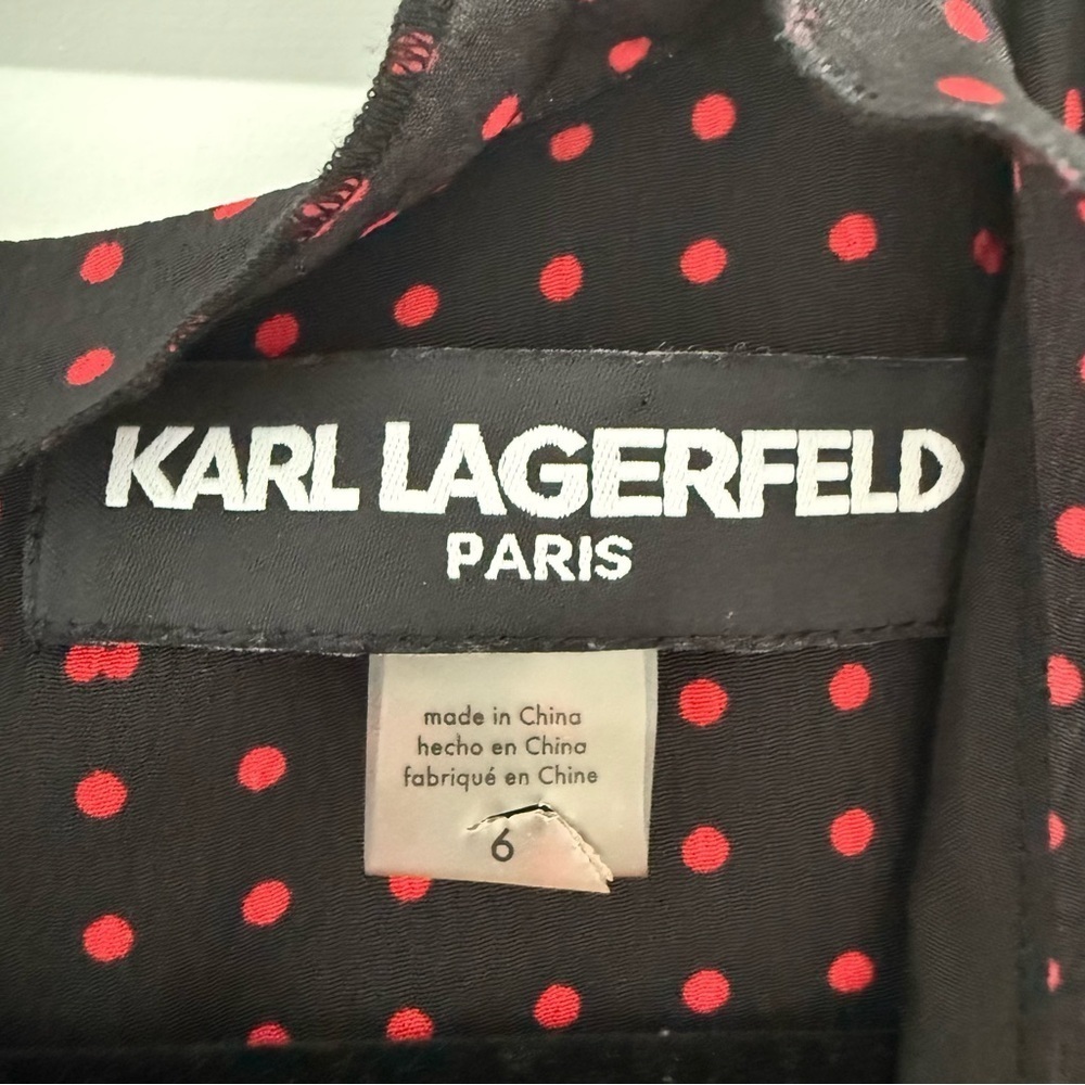 Karl Lagerfeld black & red polka dot sleeveless dress - size 6 (Medium) - Picture 4 of 6